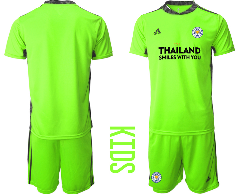Cheap Youth 2020-2021 club Leicester City green goalkeeper blank Soccer Jerseys